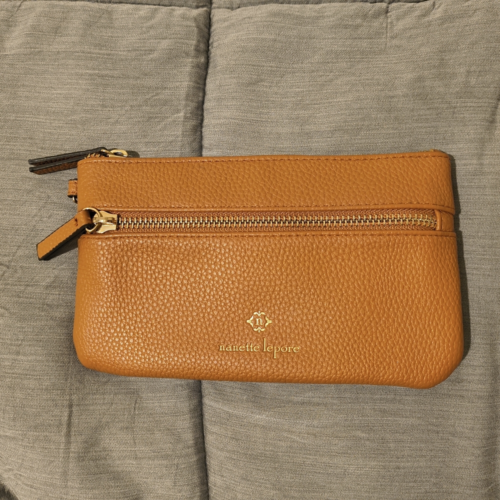 Nanette Lepore Mustard Leather Zip Wallet